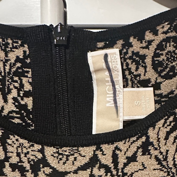 Michael Kors Black and Gold Floral Knit Dress- Size Small - Picture 3 of 4